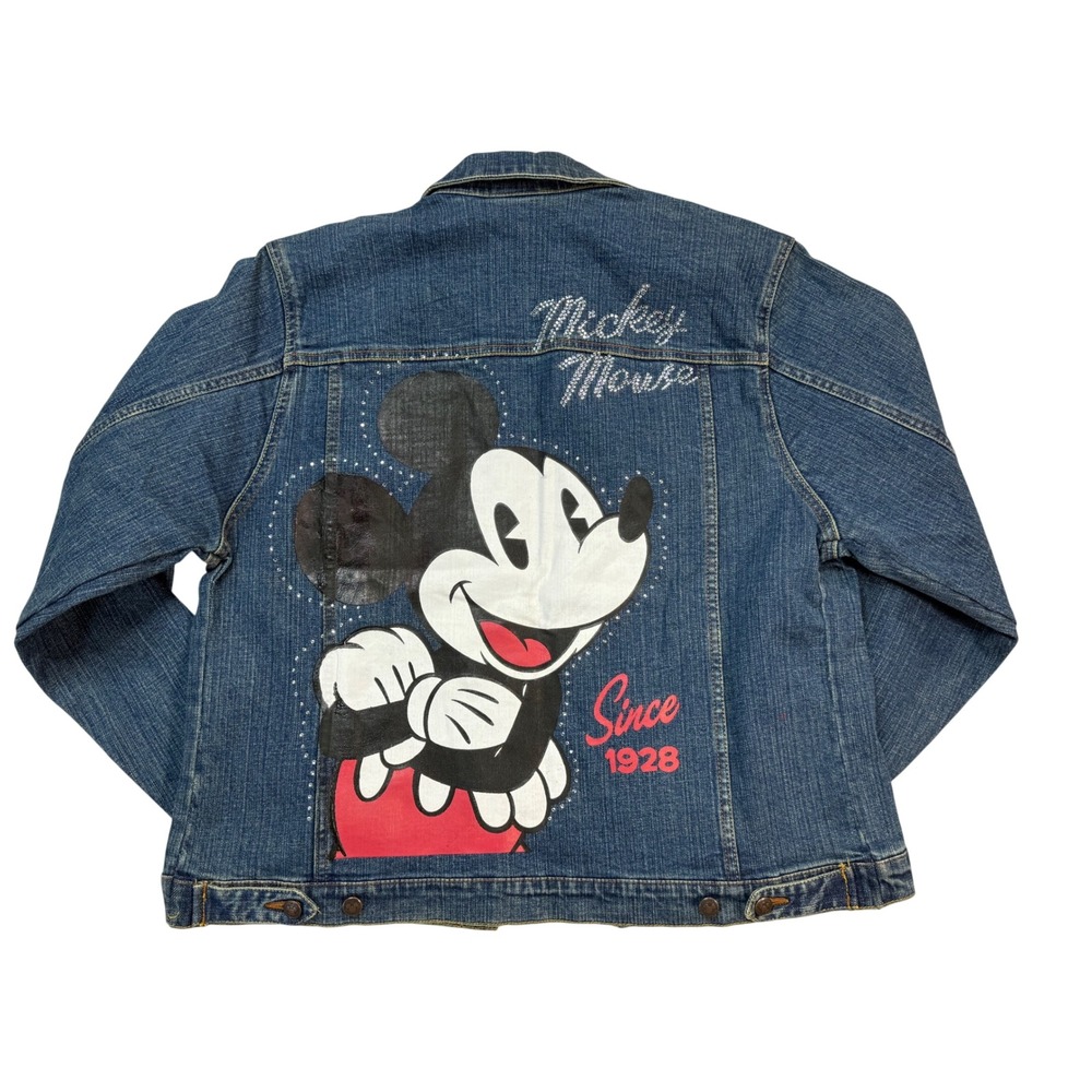 Disney Store Denim Jacket Women Large New Mickey Mouse Rhinestone M2113F0001